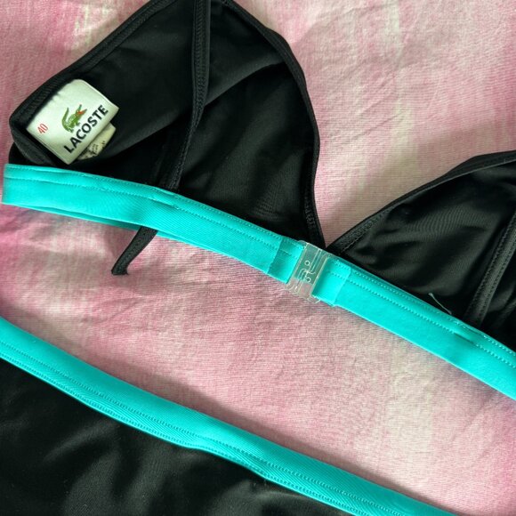Vintage & *Super RARE* Lacoste Black & Aqua Bikini Sz 40 Like New Condition - Picture 2 of 7